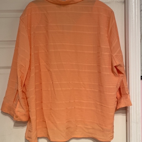 a Giorgio Fiorlini pretty solid orange 3/4 sleeve button front blouse 22/24 - Picture 2 of 3